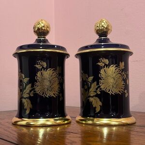 Lindner Echt Cobalt Set of 2 Porcelain Canisters Made in Western Germany